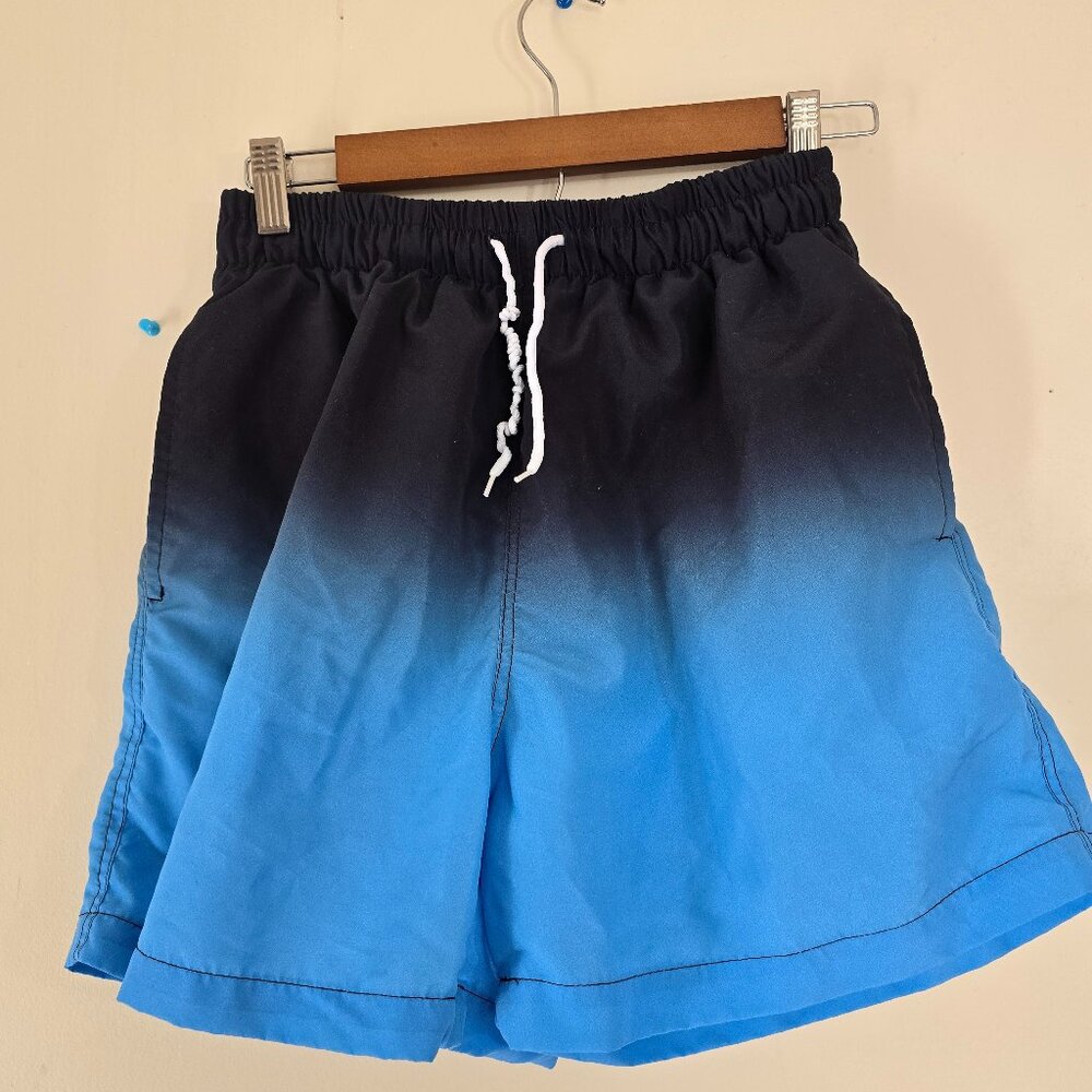 Mens Black and Blue Swim Shorts with Pockets Medium